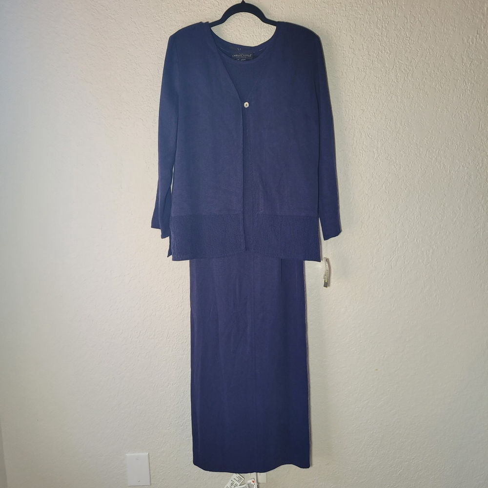 NWT VTG Carol Little Women's 2 Piece Set Navy Blue Maxi Dress Size 6 Y2K